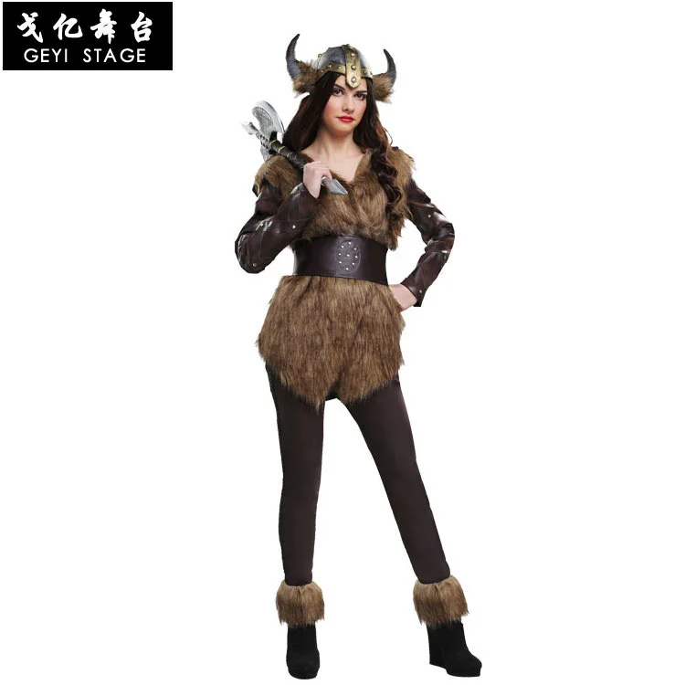 

Halloween Costume Nordic Warrior Dress Up Cosplay Costume Adult Female Viking Savage Clothes