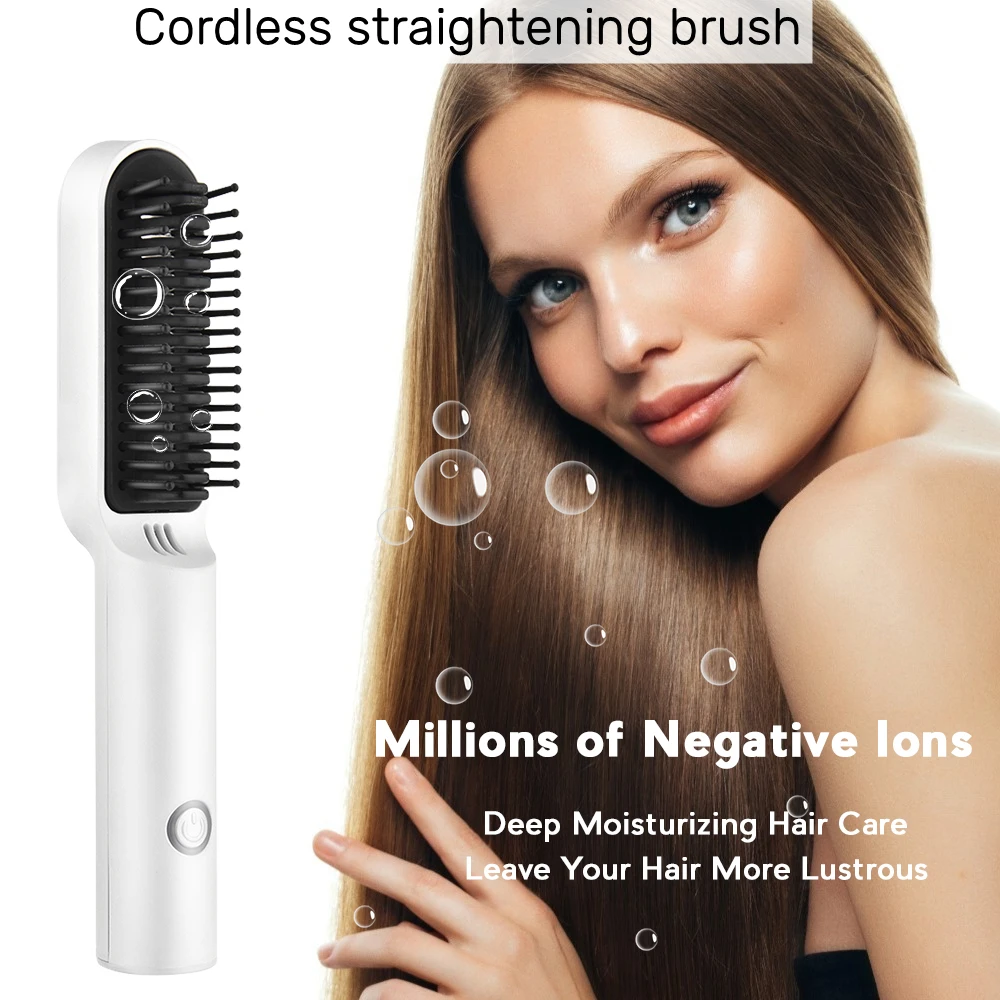 

Cordless Hair Straightener Brush Electric Ceramic Hot Comb Beard Straightening Dryer Fast Heating Curler Hair Iron Styler Tools