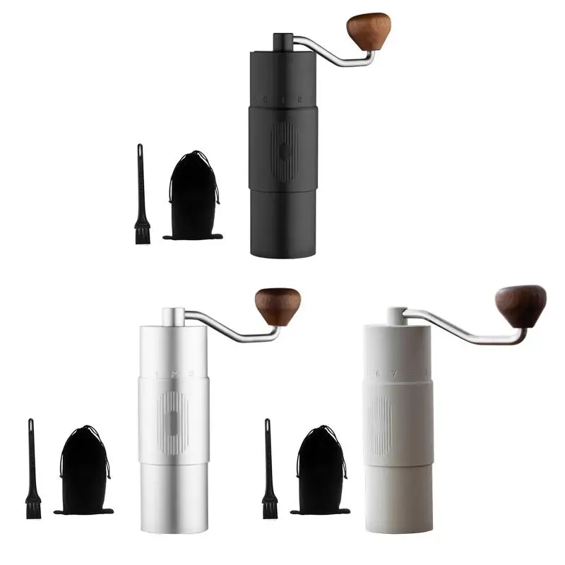 

Manual Coffee Bean Grinder with Adjustable Settings Portable Hand Coffee Grinder Aluminum Alloy+Stainless Steel+Walnut