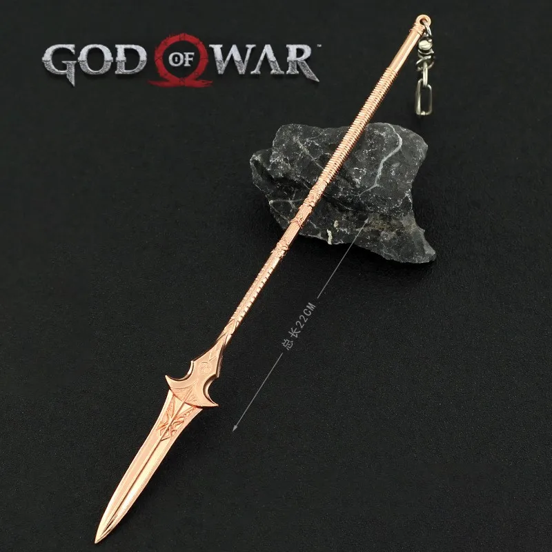 

God of War Weapon 22cm Metal Gungnir Kratos Game Keychain Katana Sword Real Steel Samurai Anime Spear of Heaven Odin Kid Toy