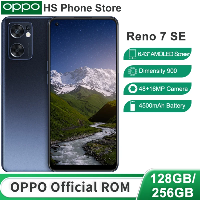 OPPO Reno7 SE 128GB/256GB MTK Dimensity900 6.43" AMOLED Screen 48MP+16MP Camera 4500mAh Battery 33W SuperVOOC Face ID