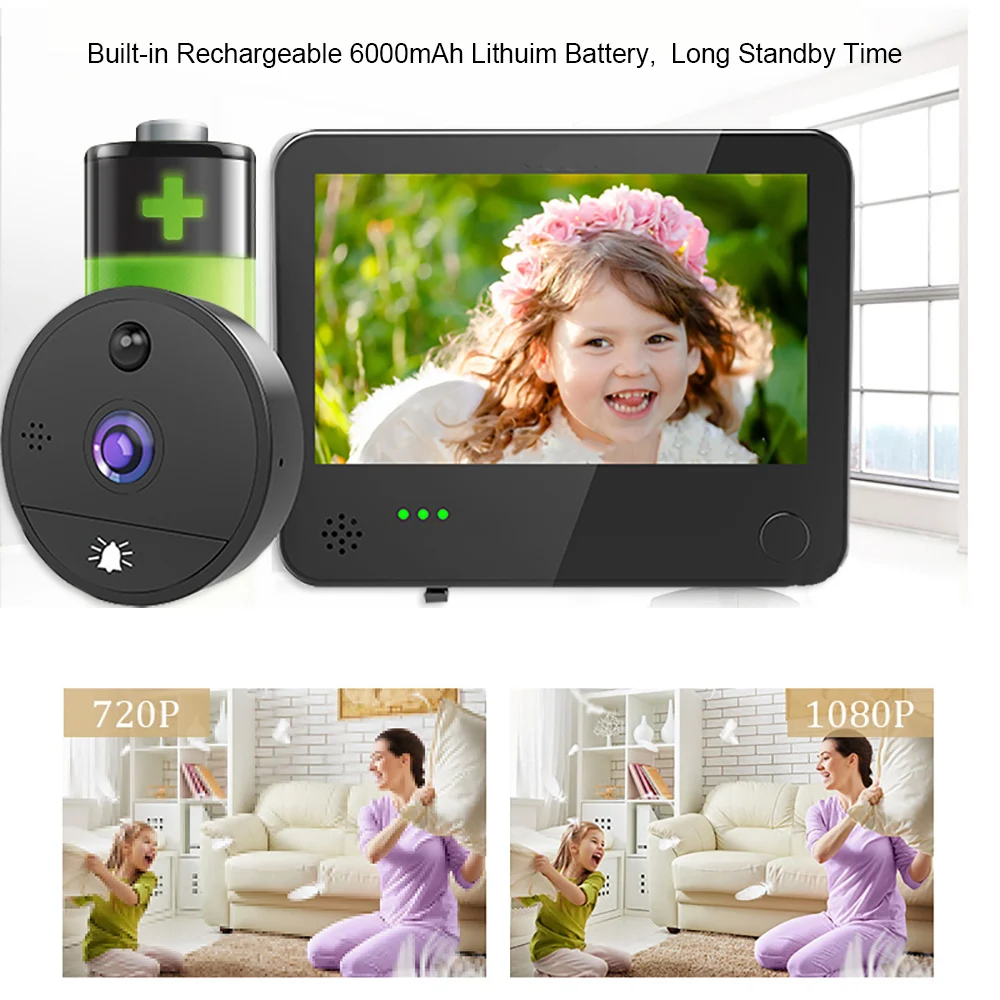 Беспроводной видеодомофон с Wi-Fi для дома дверной звонок камерой 1080P монитор Tuya
