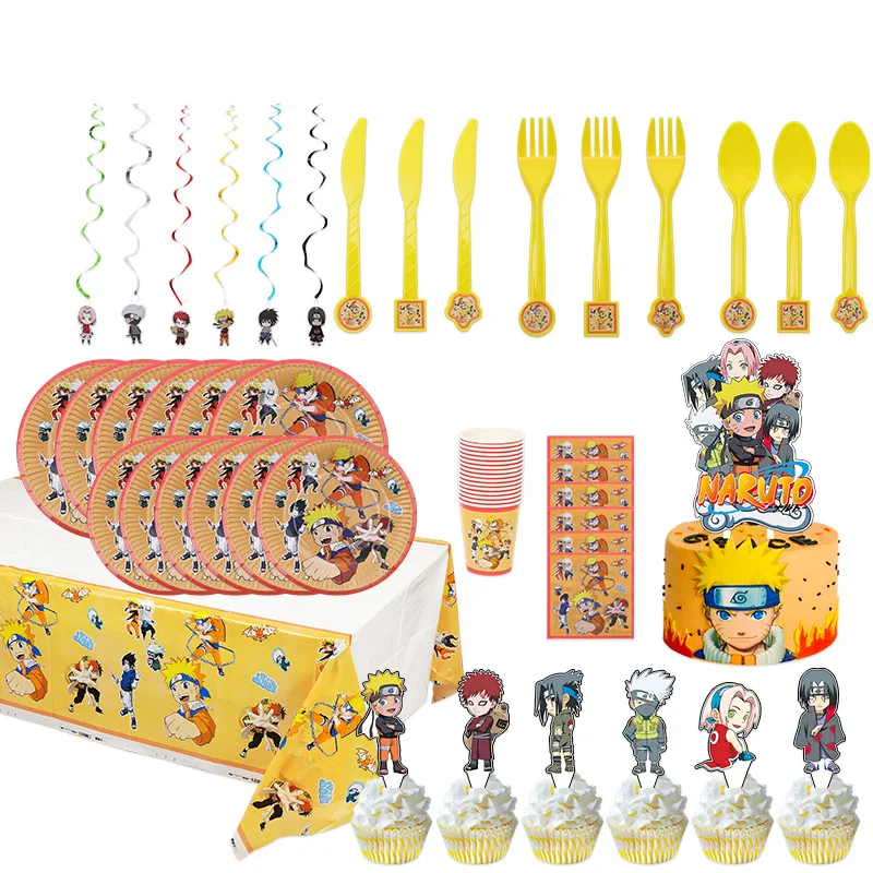 

Uzumaki Naruto Kids Happy Birthday Party Decorations Tableware Backdrop Supplies Baby Shower Paper Cup Gift Bags Balloons Decor