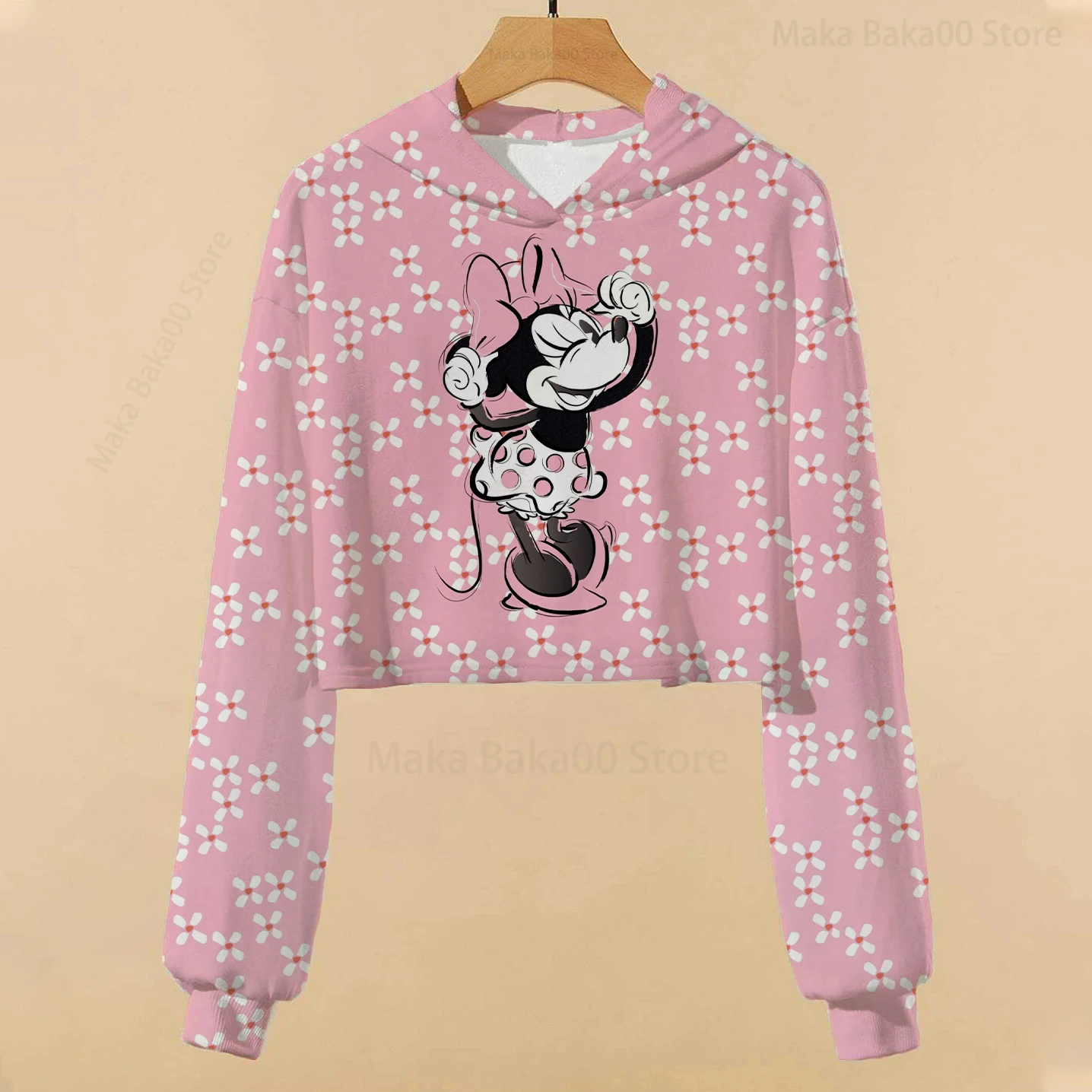 Купи 2022 autumn and winter Disney Minnie print women's hooded sweater sports hooded sweater casual loose за 150 рублей в магазине AliExpress