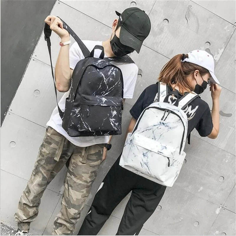 

Women Canvas Backpack For Teenagers Girls Large Capacity Bags Marbling Backpacks Female Rucksack School Bag