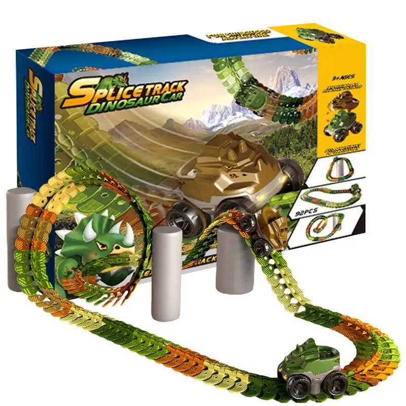 

Puzzle Track Car Play Set Dinosaur Racing Car Puzzle Track Exercise Hands-On Skills KidsPlay Racing Cars For Children's Room