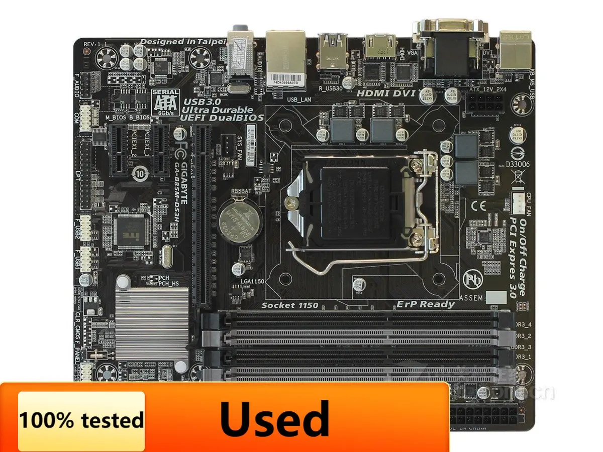 Оригинальная материнская плата GIGABYTE GA-B85M-DS3H для рабочего стола LGA1150 DDR3 для Intel B85 B85M.