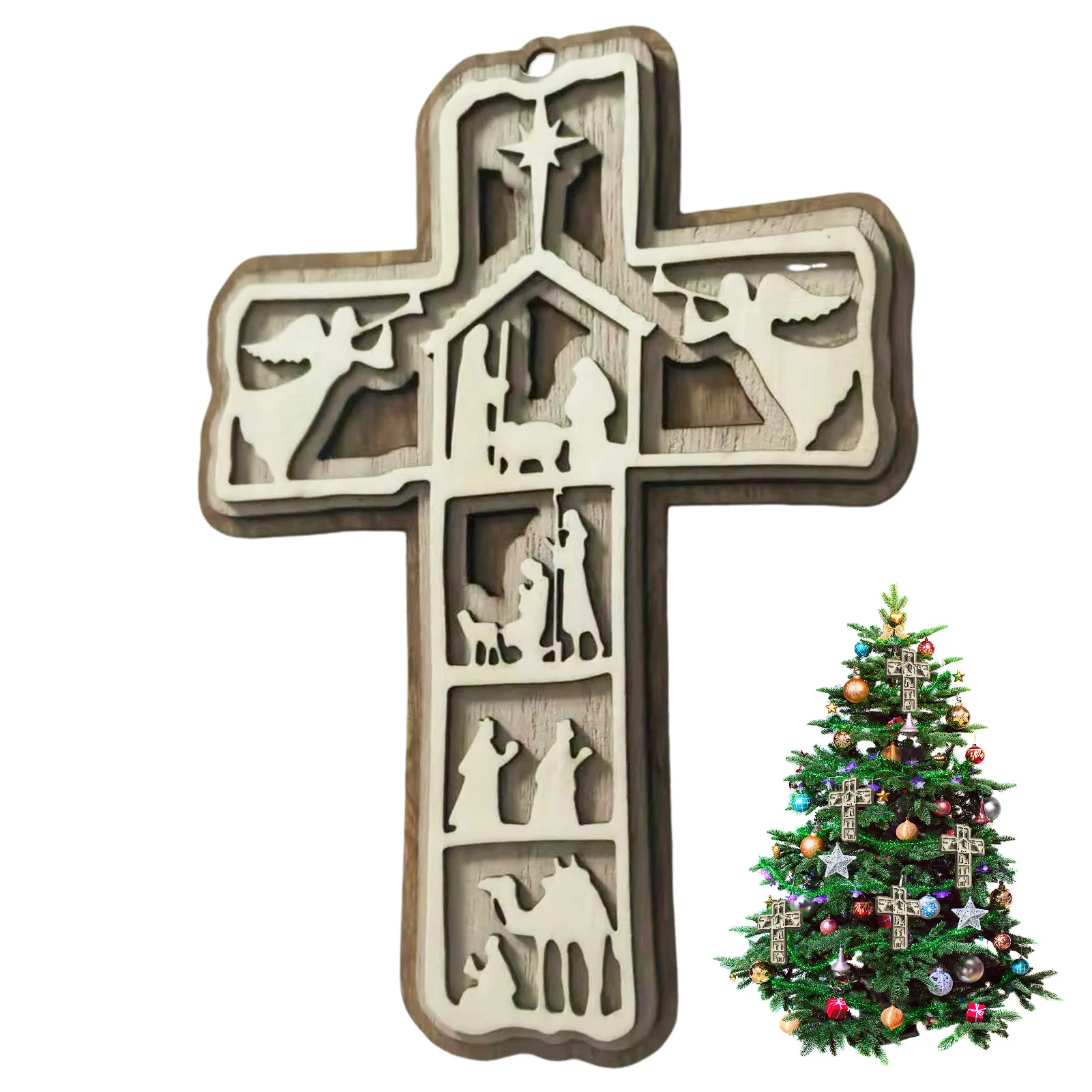 Рождественский крест рождественские украшения ретро христианские подвесные