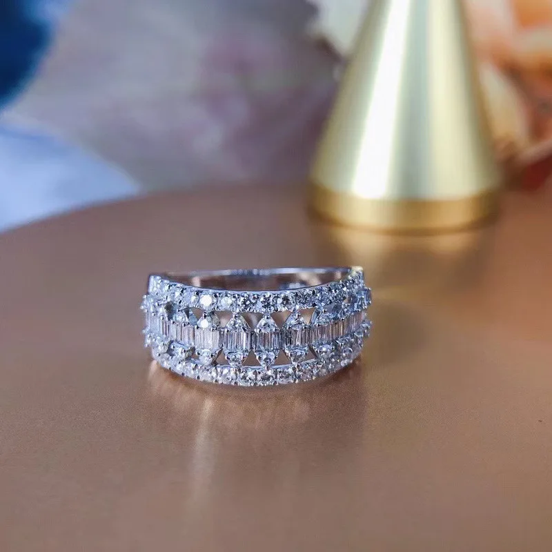 

DIWENFU Sterling Silver Rings Diamond Jewelry Ring for Women Bohemia Wedding Bands Silver 925 Jewelry Real Diamond Ring Box Girl