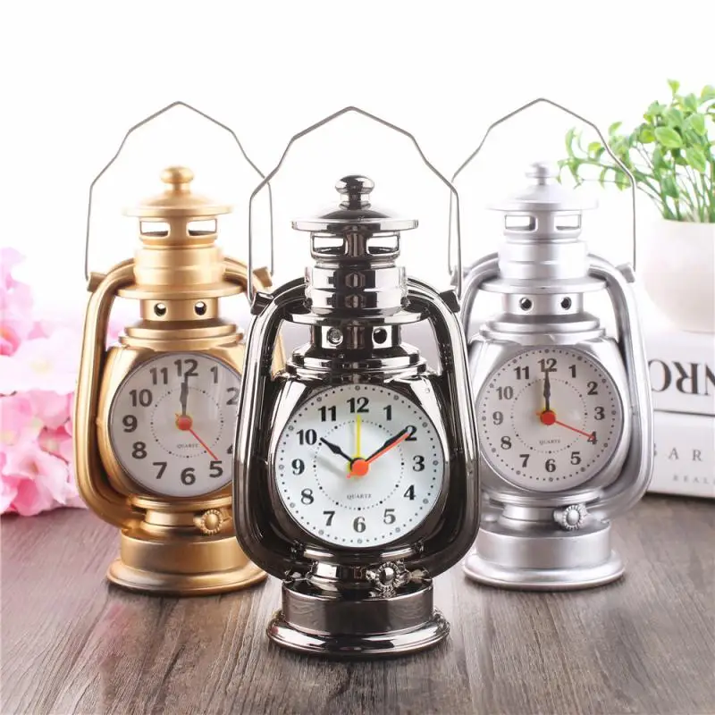 

Классический Будильник с двумя колокольчиками и керосиновой лампой, аналоговые часы, украшение для дома, таймер, случайный цвет