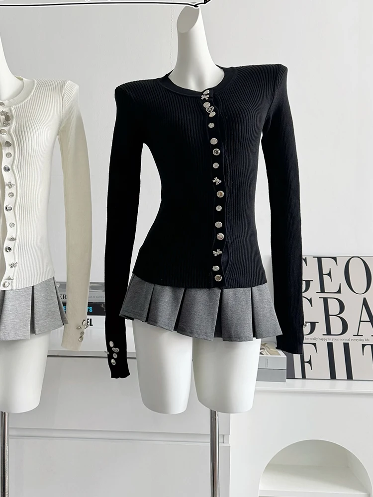 Осень-зима женский кардиган Shoujo с длинным рукавом круглым вырезом приятный