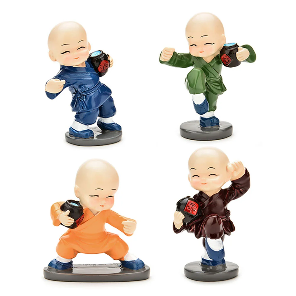 

4 шт./упак. Kawaii lovely Maitreya Resin KongFu Monk для дома, офиса, автомобиля