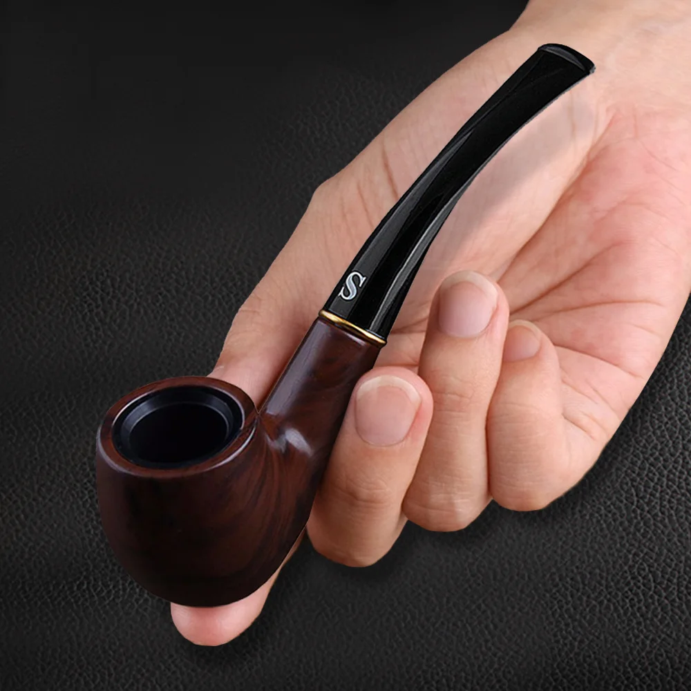 

Resin Ebony Wood Tobacco Pipe Retro Bakelite Bending Filter Tobacco Pipe Handmade Smoking Pipe Vintage Bent Smoke Pipe Accessory