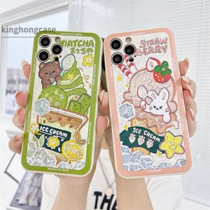 NOHON phone Casing Soft Case For SAMSNUG NOTE 20 ULTRA 10 LUS LITE 9 8 strawberry matcha Luxury Straight Edge back cover