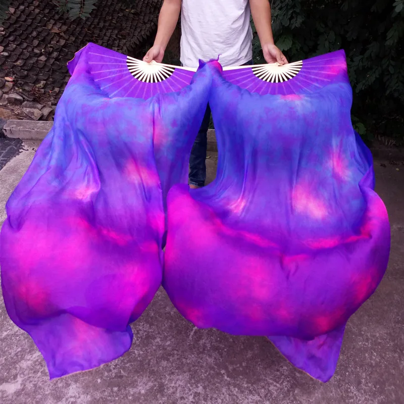 

Аксессуары для танца живота, удлиненный двойной веер для левой и правой руки, цветная шелковая пряжа для взрослых и детей