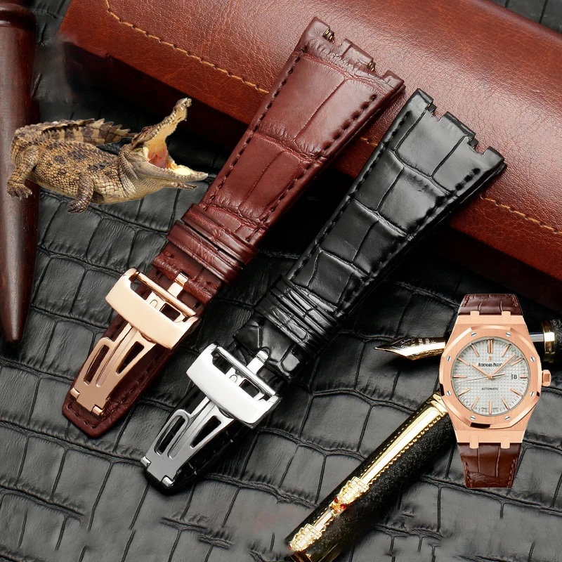 

Crocodile leather watchband 26mm 28mm For AP Watch Audemars And Piguet belt 15703 26470SO Royal Oak offshore men's sports strap
