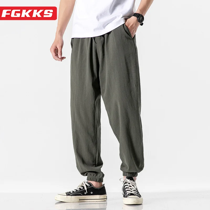 

Мужские повседневные штаны FGKKS, однотонные брюки-корсет с большим карманом, высокое качество, модные повседневные штаны для мужчин, 2023