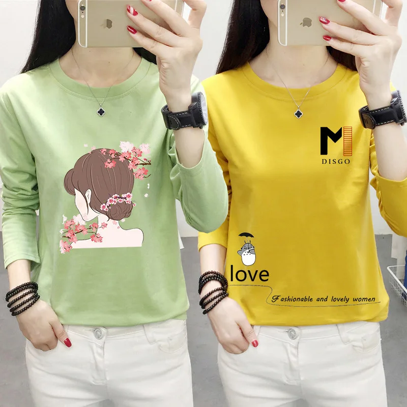 Весна и осень 2022 новая женская футболка в корейском стиле с длинным рукавом