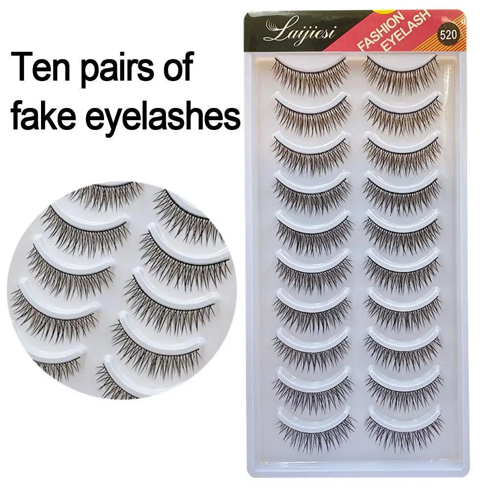 

10 Pairs 12mm Mink Lashes 3D Natural False Eyelashes Fluffy Faux Mink Eyelashes Wispies Long Extension Eyelashes Pack Maquiagem