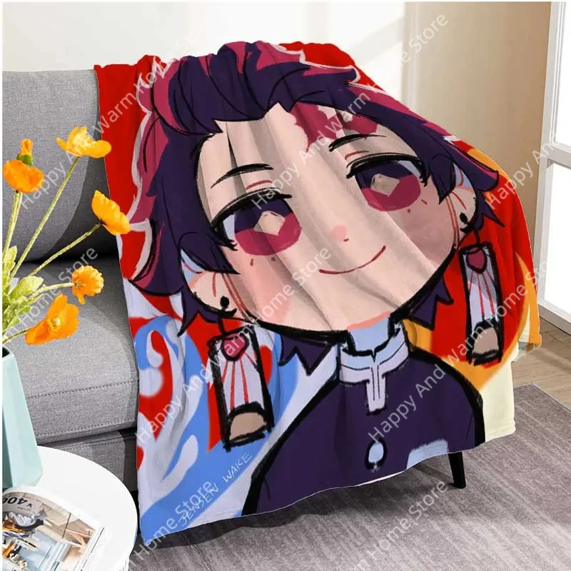 Фото Devil's Blade аниме домашний декор Demon Slayer Kimetsu No Yaiba Tanjirou Hudie двойное плюшевое одеяло из овечьего пуха постельные принадлежности чехол для дивана №1