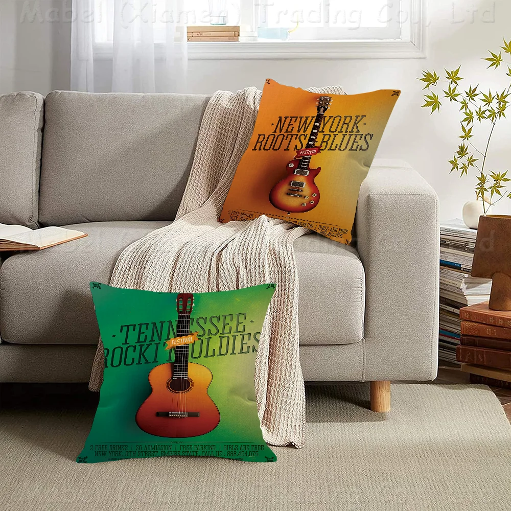 Guitar Collection Pillow Cover For Bedroom Room And Living Sofa Decorative Cushion