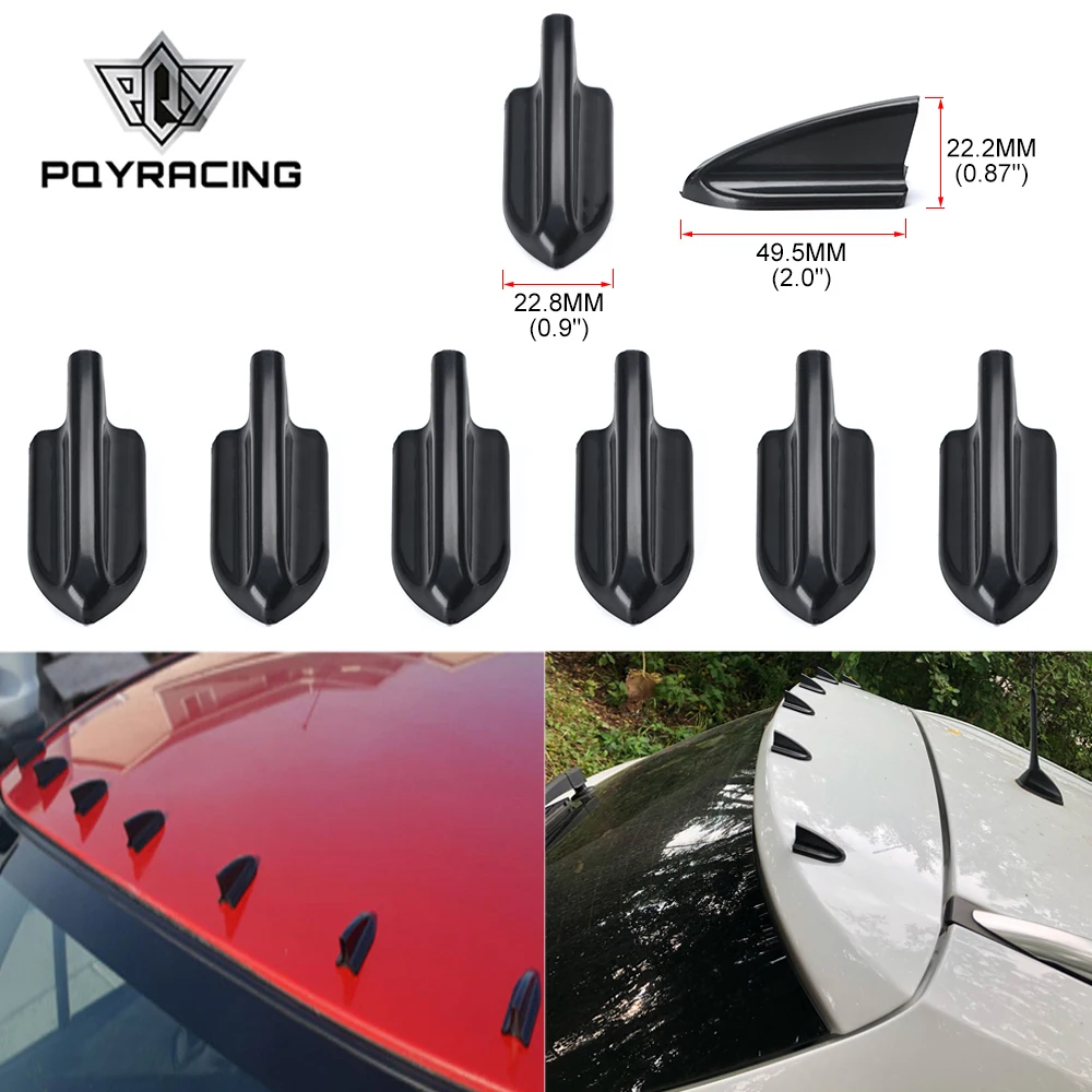 

UV-protected & weatherproof 6pcs Black Car EVO-Style PP Roof Shark Fins Spoiler Wing Kit Vortex Generator PQY-WSS11