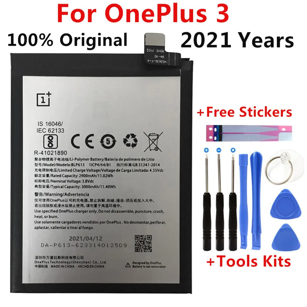 

100% Original 3000mAh Battery for OnePlus 3 One Plus 3 BLP613 High Quality Battery
