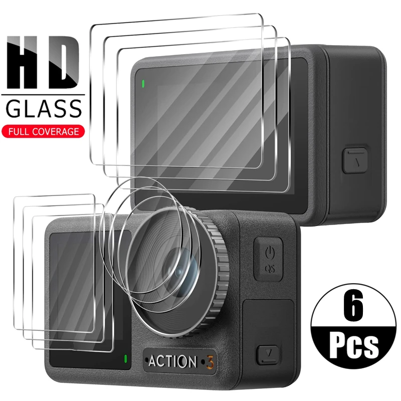 Закаленное стекло для DJI Osmo Action 3 4 Защита для переднего и заднего экрана Защитная пленка для объектива Аксессуары для DJI Action3 Action4