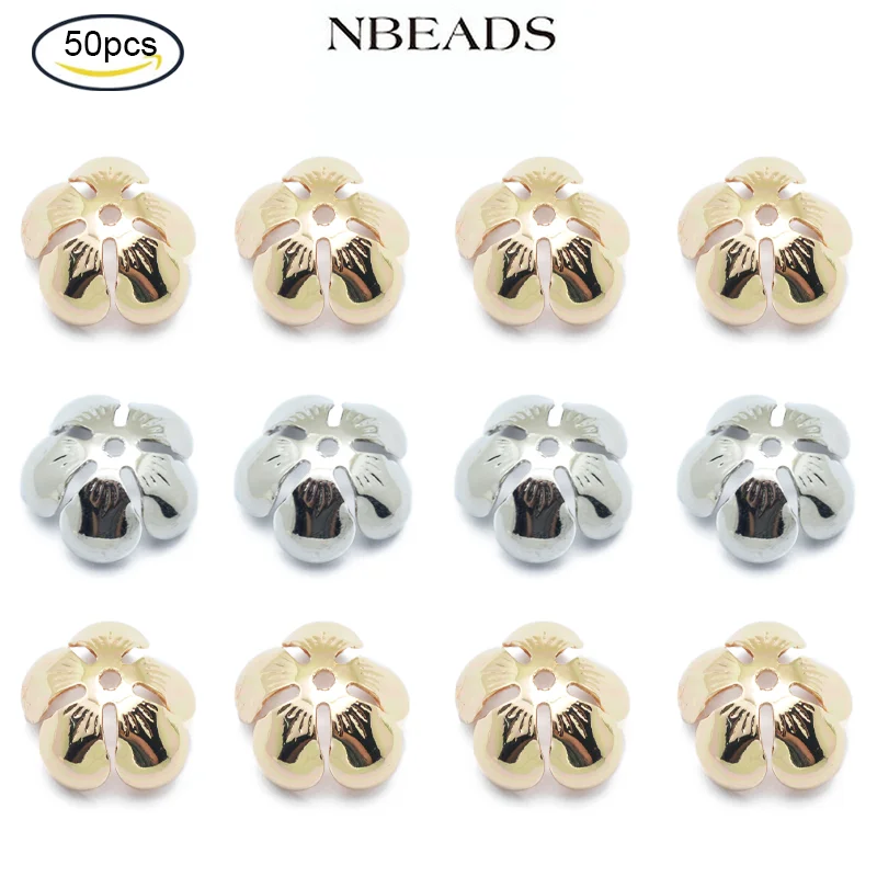

Brass Bead Caps Long-Lasting Plated Flower 5-Petal 13x5.5mm Hole: 1mm