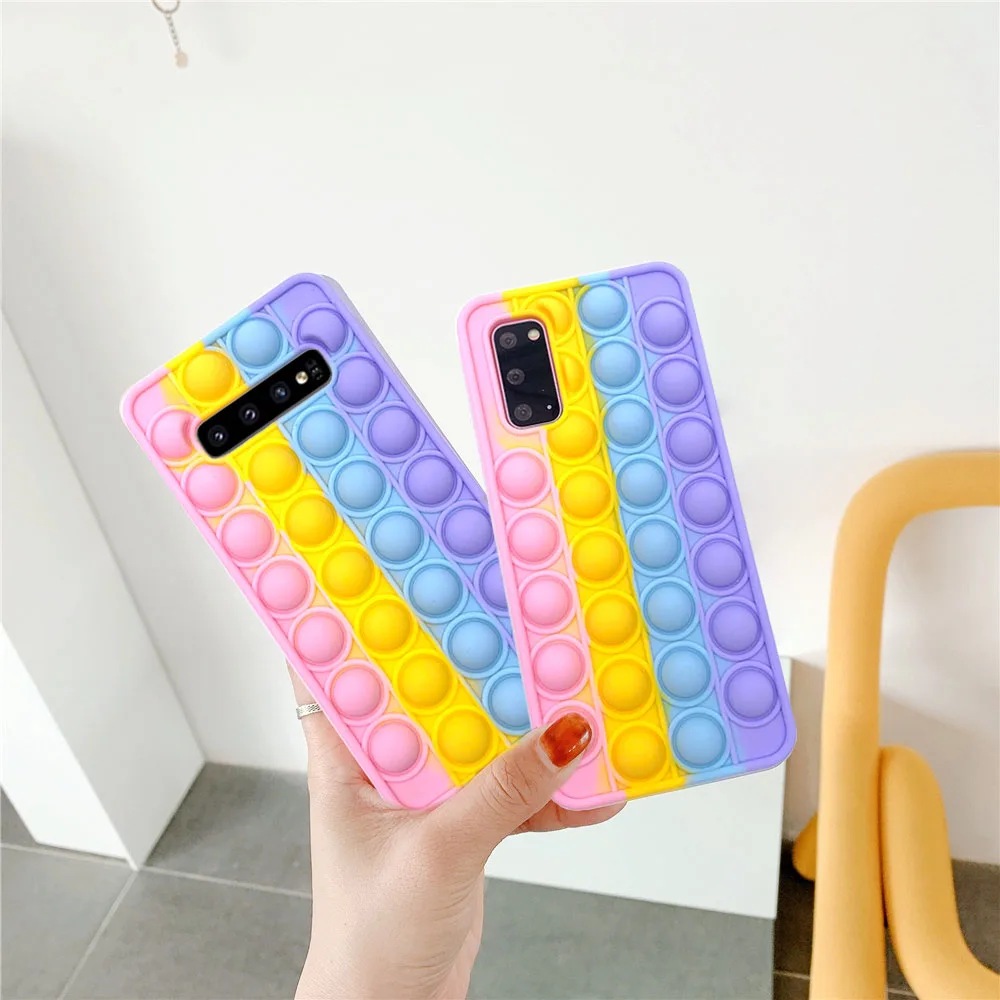 

Pop Fidget Toys Silicone Case For Samsung Galaxy S8 S9 S10 S20 FE Plus Note 9 10 A71 A52 A51 A21 A12 A11 A50 A20E A10E A32 Cover