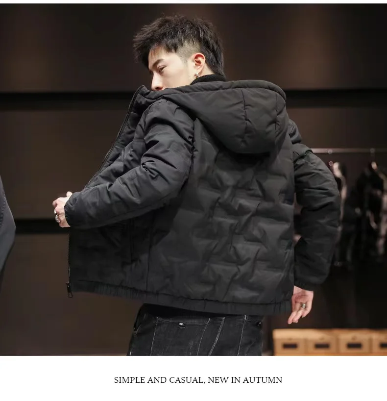 Men's Brand Blazer Jacket Casual Fit Hooded Warm Coat Men's Cotton Coat Solid Color Thickened Winter 2022 Men's Blazer Jacket