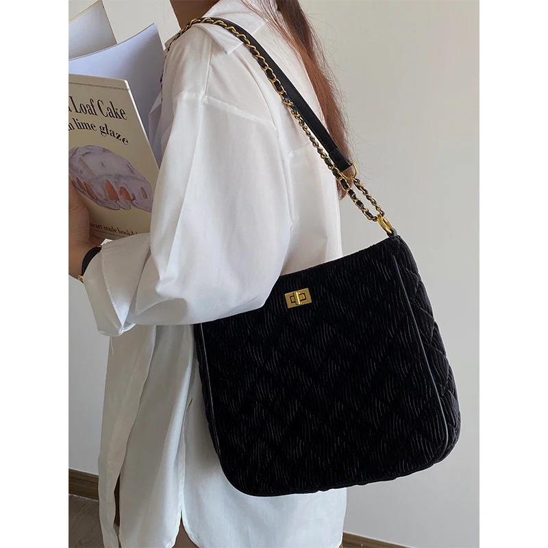 

handbags bags designer bags luxuryLinding lock chain bag shoulder bag women side bag for ladies Design women's bag velvet