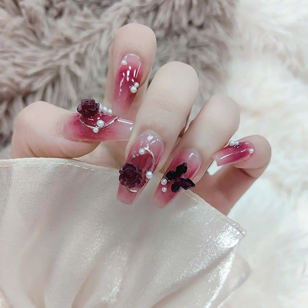 

Mixed 3D Naill Drills Camellia Flowers Nail Rhinestones Butterfly Bow Nail Art Decorations Manicure Accessories Nail Jewelry