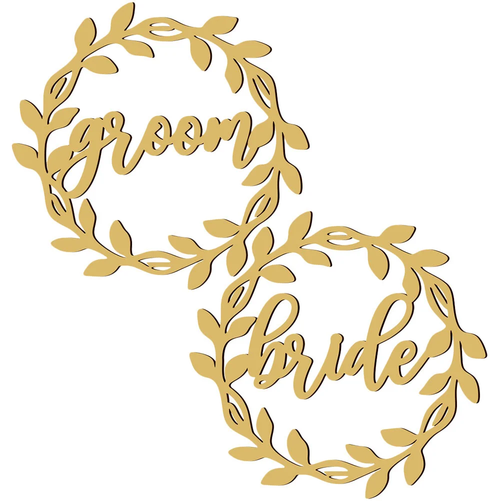 

2 Sets Bride Groom Wooden Chair Sign Wedding Reception Chair Sign Party Favor