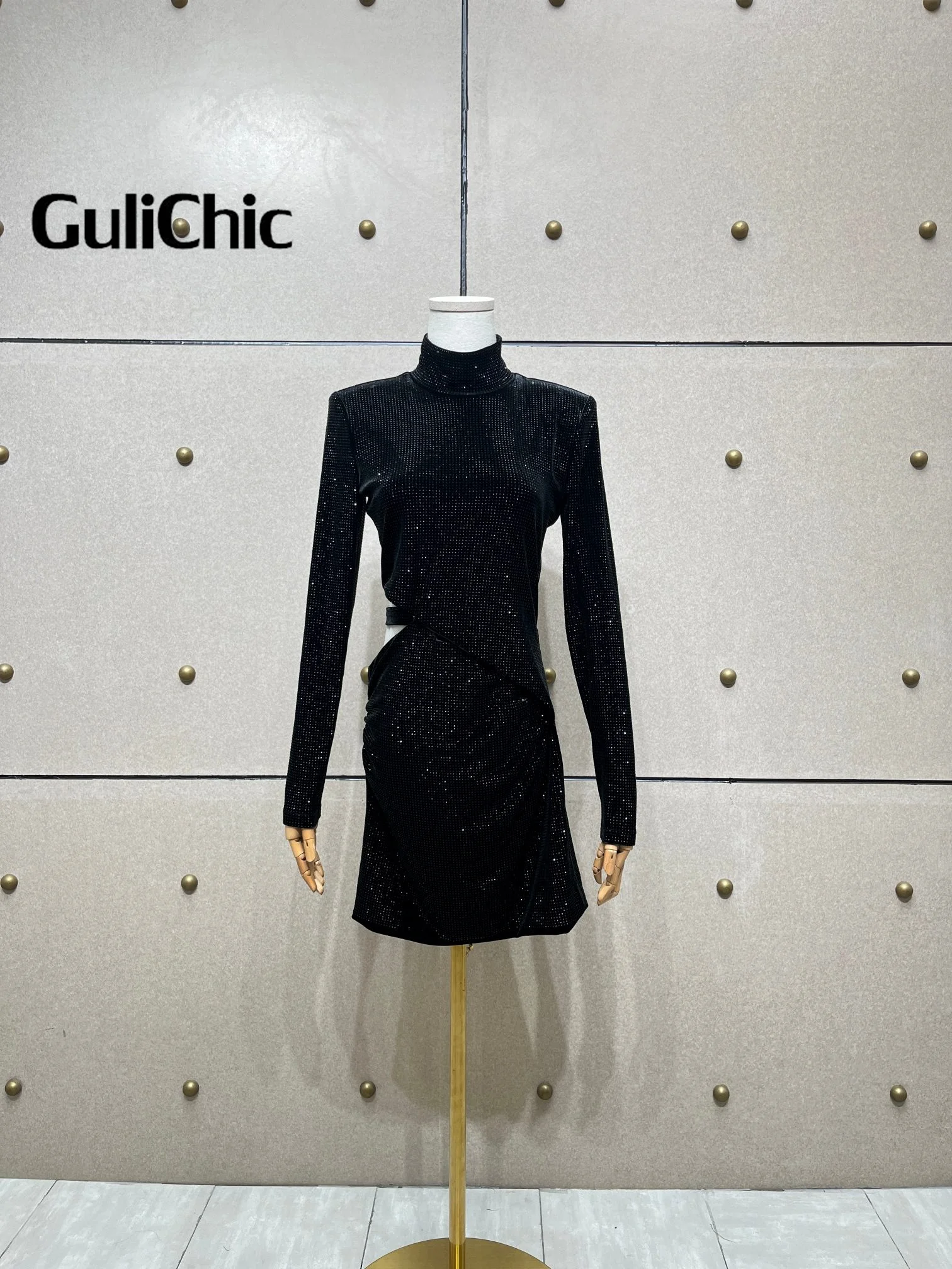 11.11 GuliChic сексуальное клубное вечернее асимметричное бархатное тонкое