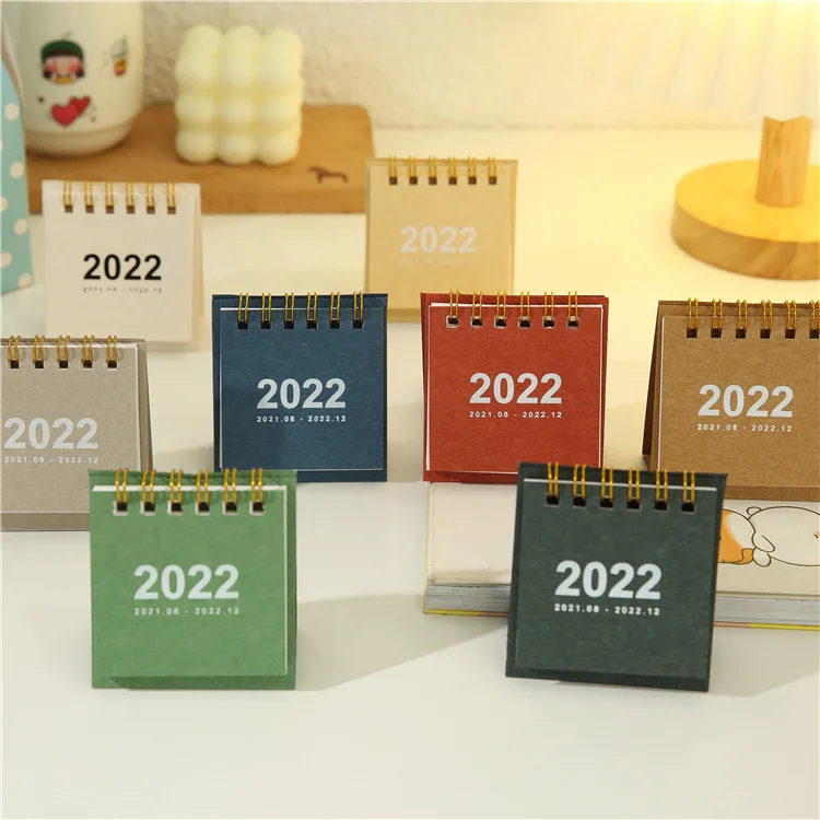 

2022-2023 Simple Solid Color Mini Desktop Paper Calendar Ins Dual Daily Scheduler Table Planner Yearly Agenda Organizer