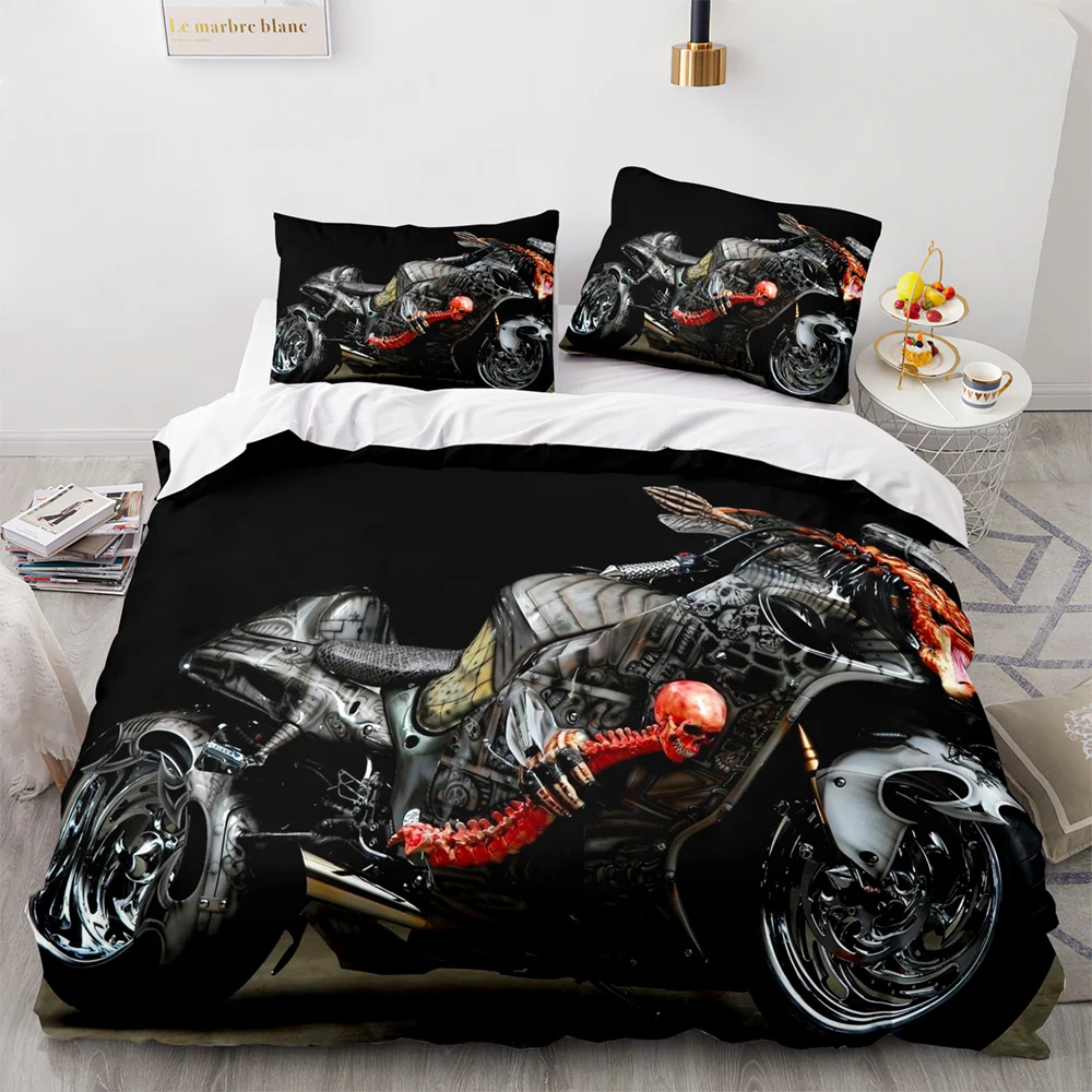 

Single Twin Full Queen King Size Wild race Bed Set Aldult Kid Bedroom Duvetcover Sets 3D Print Cool 038 Motorcycle Bedding Set