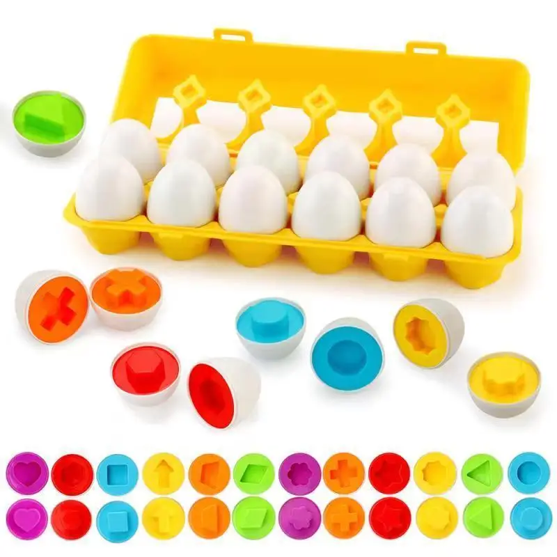 

Baby Smart Eggs Montessori Learning Education Math Toy Puzzle Shape Matching Toys Plastic Screw Nut Building Blocks for Children