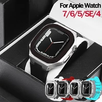 luxury modification kit mod metal frame bezel for apple watch band case 7 6 5 4 3 44mm 45mm watchband strap for iwatch series 7