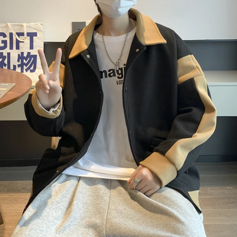 Куртки мужские пэчворк со вставками верхняя одежда осень-зима в Корейском стиле