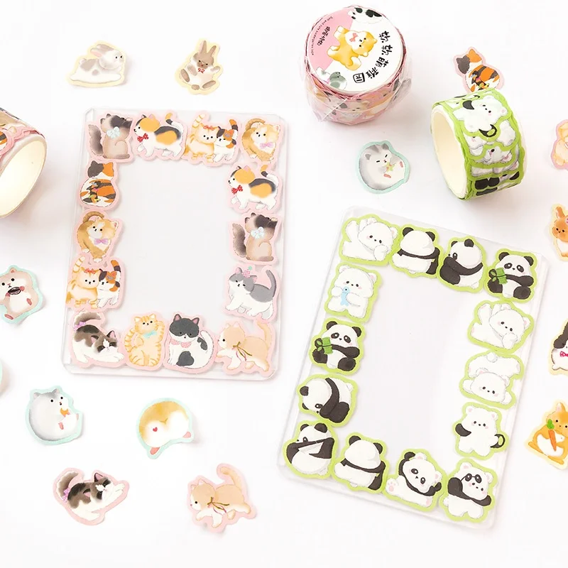 Фото 24PCS/ лот KAWAII CAT пингвин панда наклейки ленты милые скрапбук DIY дневника декоративные канцелярские наклейки альбом STICK LABEL №4