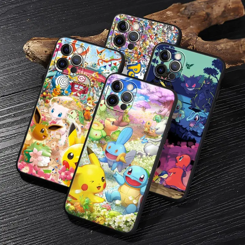 

Japan Anime P-Pokemon Pocket Monster Funda For iphone 14 Case For iPhone 11 12 13 14 Pro Max XS X XR 7 8 Plus SE Case Soft Cover