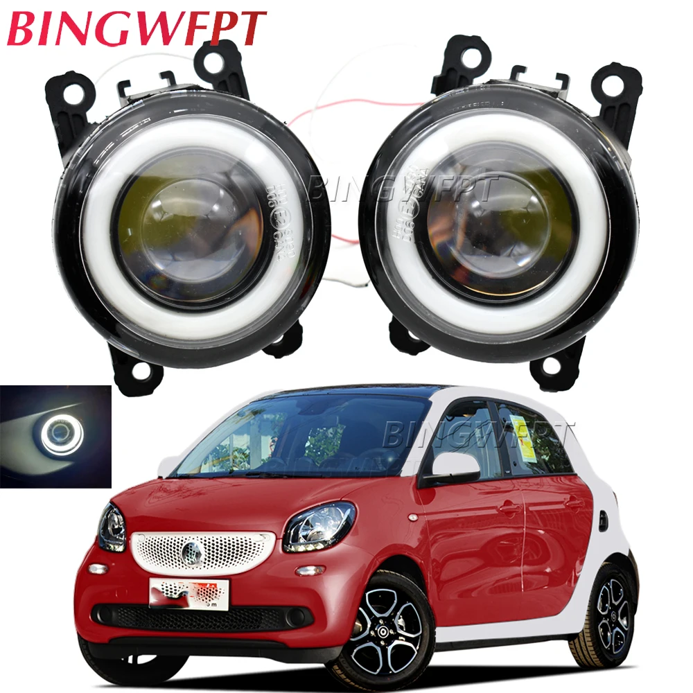 

2 Pieces LED PTF Car Fog Lamp Assembly For SMART FORTWO & Forfour 453 2014-2020 Angel Eyes Halo DRL Aperture Driving Lights