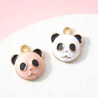 10pcs enamel panda charm gold plated pendant for jewerly making bracelet findings women necklace earrings accessories craft diy
