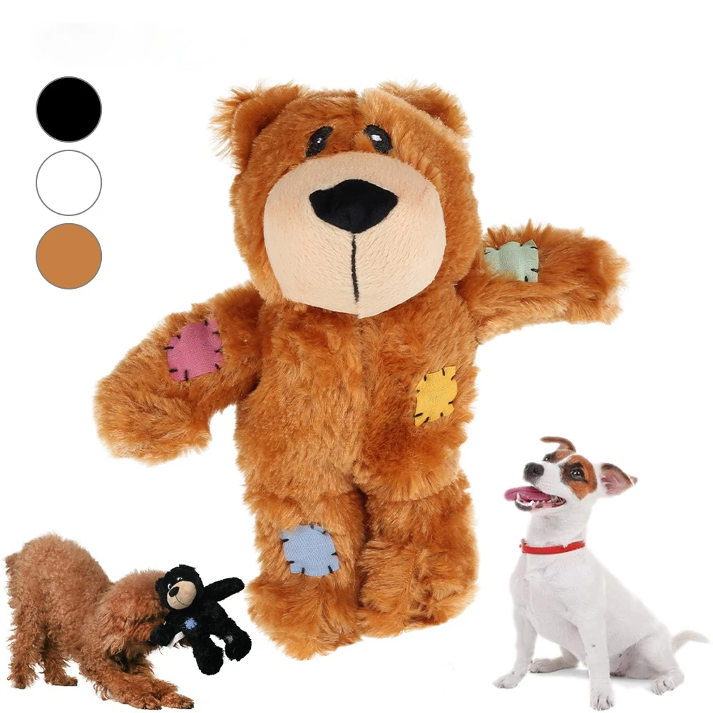 Жевательные игрушки для собак мягкий плюшевый медведь пищалка веревка Тедди