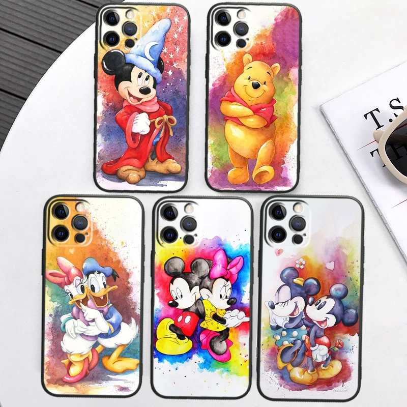 

Minnie Mickey Winnie Dumbo For iPhone 15 14 13 12 11 XS XR X 8 7 SE Ultra Pro Max Plus Mini Black Phone Case