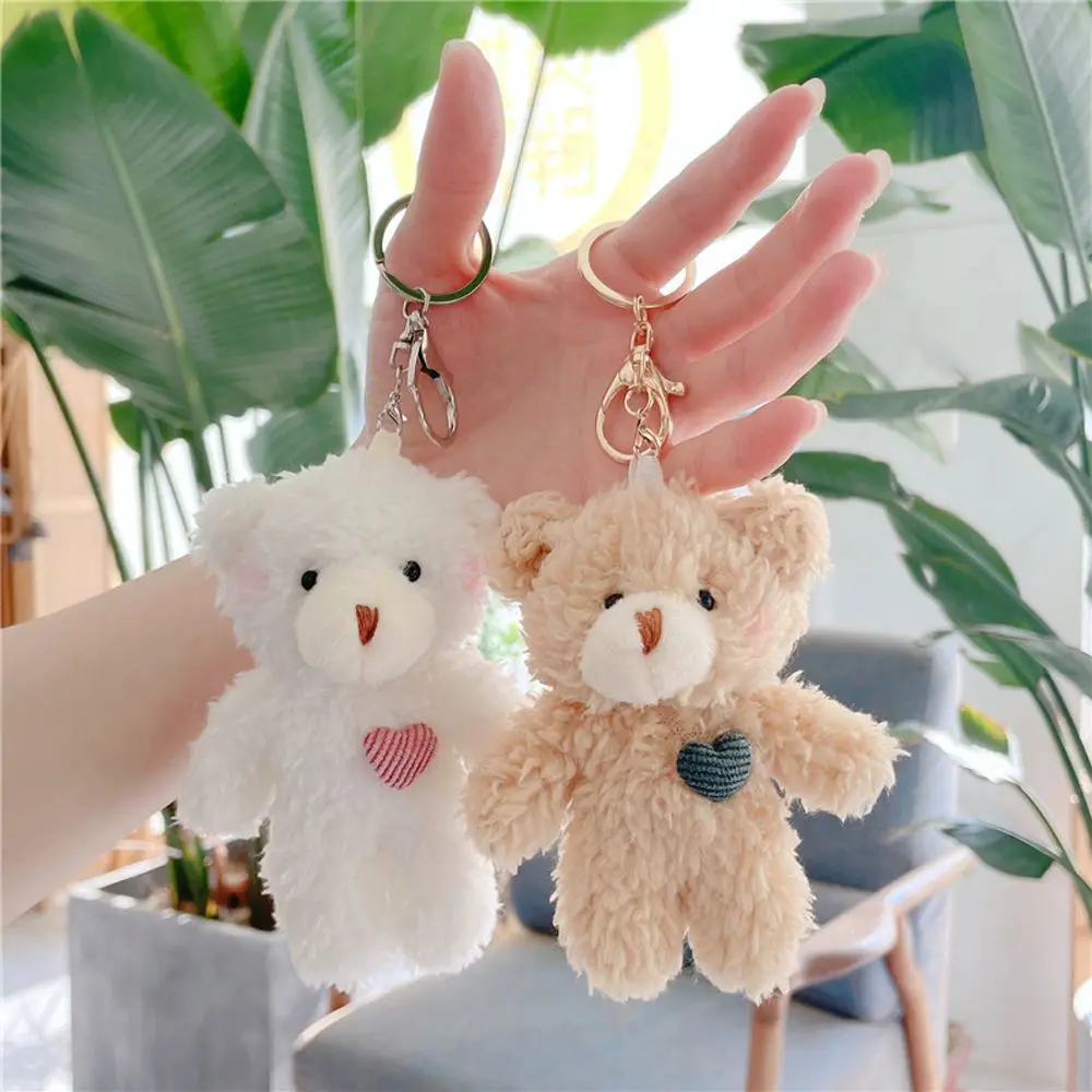 11cm Kawaii Mini Cute Bear Rabbit Dog Plush Keychain Toys Soft Cotton Key Chain Toy for Girls and Kids