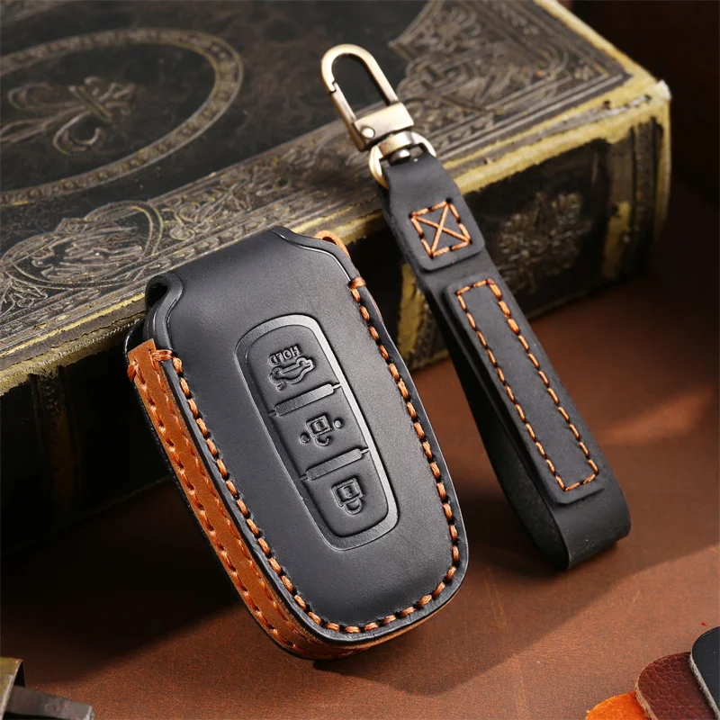 

3 4 Buttons Leather Key Case Cover Fob For Hyundai IX35 Elantra Sonata 8 9 For Kia Sportage K5 K2 Sorento Optima Forte 2011-2016