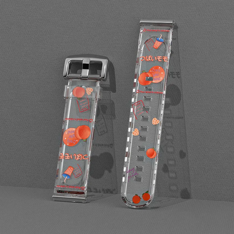 

Браслет силиконовый прозрачный для Samsung Watch 3, ремешок 45 мм для Gear S3 Watch 3, браслет с принтом для смарт-часов Amazfit GTR 3/2/2E 47 мм