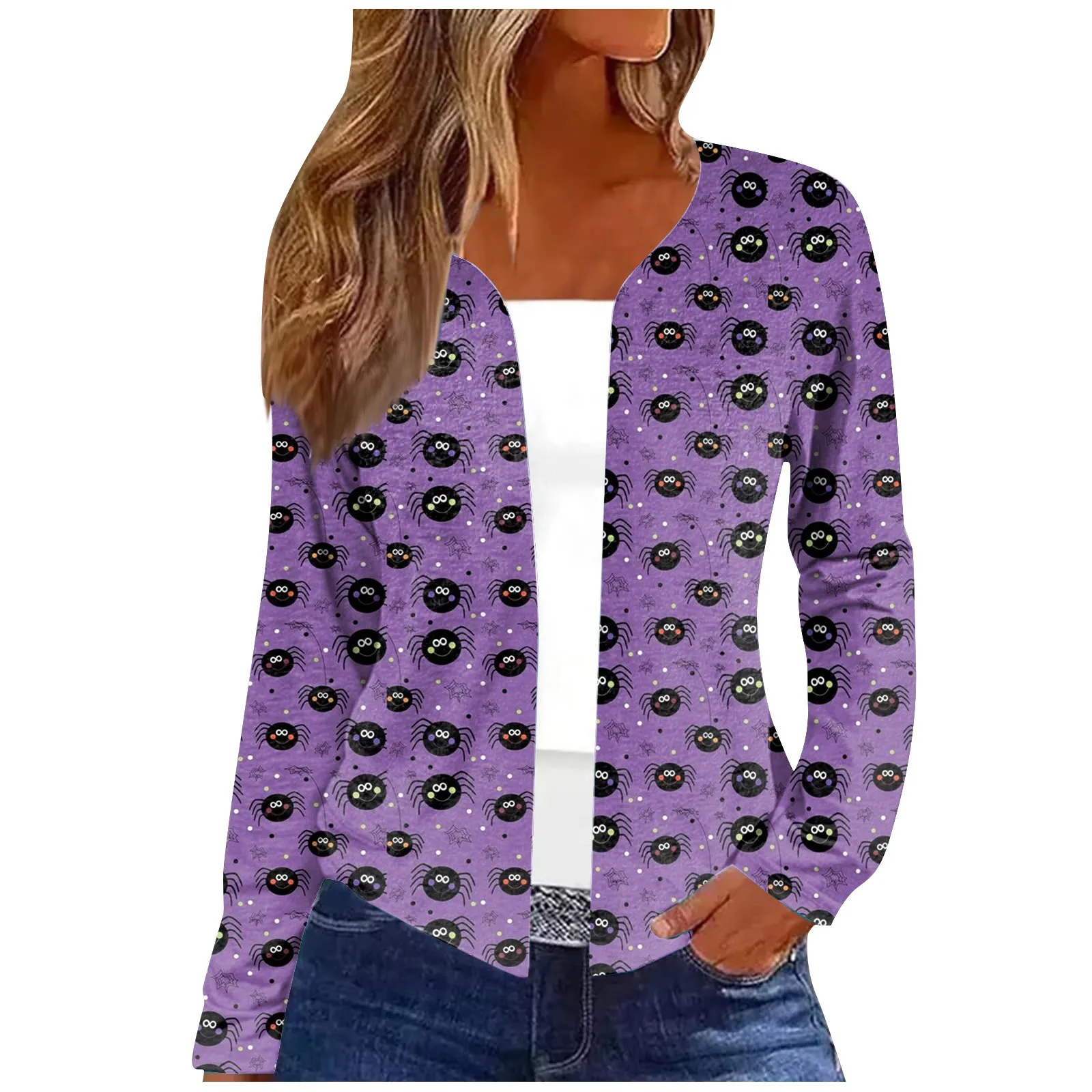 

Clothing Female Party Halloween Cute Spider Pattern Printed Clubs Casual Party Tops Vacation Outfit For Woman Uummatiup Tallurut